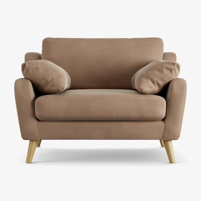 Habitat Habitat Ivor Velvet Cuddle Chair - Latte - Ash Leg