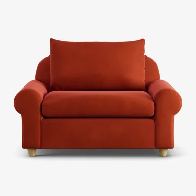Habitat Habitat Whitby Velvet Cuddle Chair - Burnt Orange - Ash Leg