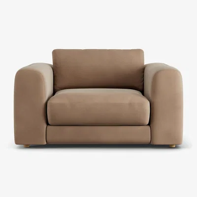 Habitat Habitat Ayr Velvet Cuddle Chair - Latte