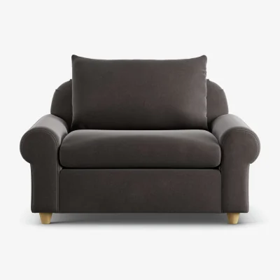 Habitat Habitat Whitby Velvet Cuddle Chair - Slate Grey - Ash Leg