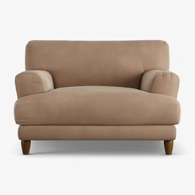 Habitat Habitat Askem Velvet Cuddle Chair - Latte - Dark Leg