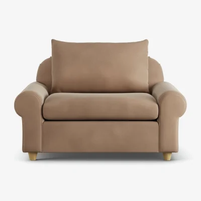 Habitat Habitat Whitby Velvet Cuddle Chair - Latte - Ash Leg