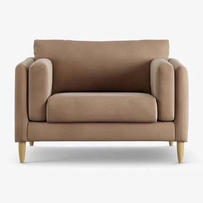 Habitat Habitat Newington Velvet Cuddle Chair - Latte - Ash Leg