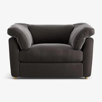 Habitat Habitat Wynn Velvet Cuddle Chair - Slate Grey  - Ash Leg