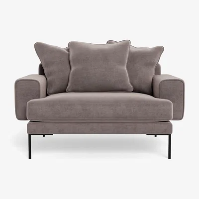 Heal's Heal's Torrington Loveseat Smart Luxe Velvet Mushroom Black Feet