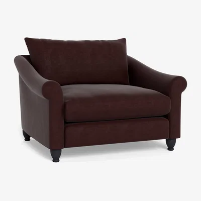 Heal's Heal's Devon Loveseat Smart Luxe Velvet Acorn Natural Beech Feet