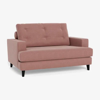 Heal's Heal's Mistral Loveseat Smart Luxe Velvet Dusky Pink Black Beech Feet