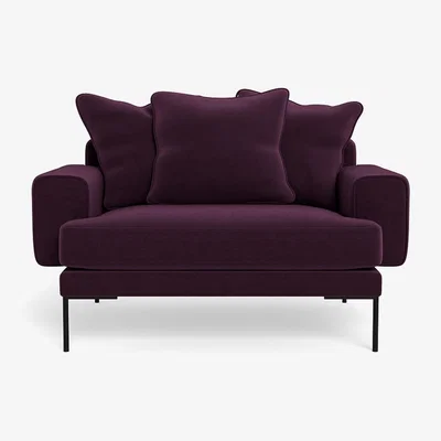 Heal's Heal's Torrington Loveseat Velvet Grape Black Feet