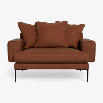 Heal's Heal's Torrington Loveseat Smart Luxe Velvet Tawny Black Feet