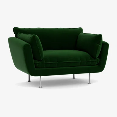 Heal's Heal's Allora Loveseat Smart Velvet Forest Black Feet