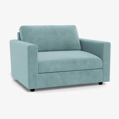 Heal's Heal's Nimbus II Loveseat Smart Luxe Velvet Mineral Blue Black Feet