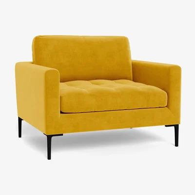 Heal's Heal's Eton Loveseat Smart Luxe Velvet Canary Brass Feet