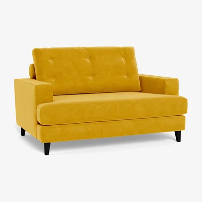 Heal's Heal's Mistral Loveseat Smart Luxe Velvet Canary Natural Feet