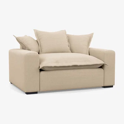 Heal's Heal's Brompton Loveseat Brushed Cotton Oat Black Feet - Heal's UK Furniture