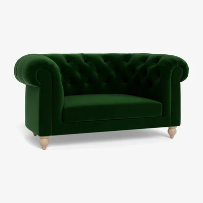 Heal's Heal's Fitzrovia Loveseat Smart Velvet Forest Chestnut Stain Feet - Heal's UK Bedroom Furniture
