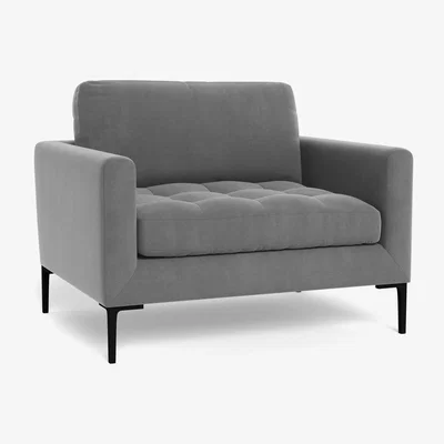 Heal's Heal's Eton Loveseat Smart Velvet Mercury Black Feet