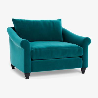 Heal's Heal's Devon Loveseat Smart Velvet Petrol Walnut Stain Beech Feet - Heal's UK Furniture