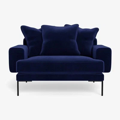 Heal's Heal's Torrington Loveseat Smart Luxe Velvet Midnight Black Feet