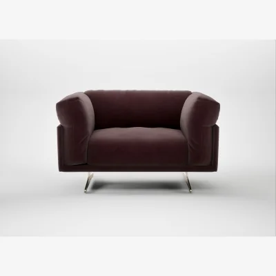 Heal's Heal's Novara Loveseat Smart Luxe Velvet Acorn Stainless Steel Feet