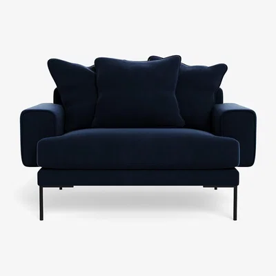 Heal's Heal's Torrington Loveseat Smart Velvet Dusk Black Feet