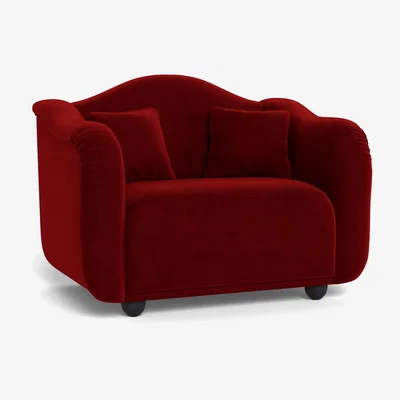 Heal's Heal's Tetbury Loveseat Smart Luxe Velvet Mulberry Natural Beech Feet