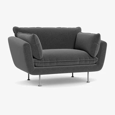 Heal's Heal's Allora Loveseat Melton Wool Granite Black Feet
