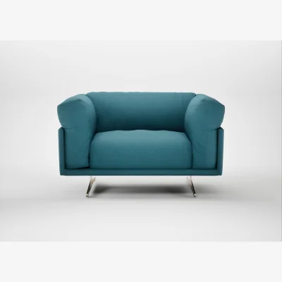 Heal's Heal's Novara Loveseat Brushed Cotton Cadet Stainless Steel Feet