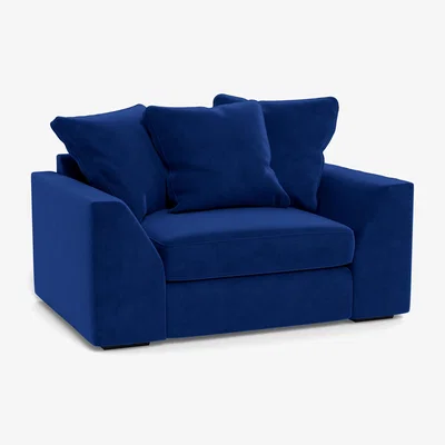 Heal's Heal's Cumulus Loveseat Smart Luxe Velvet Azure Black Feet - Heal's UK Furniture