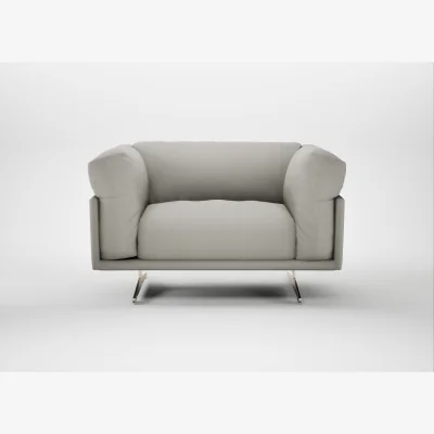 Heal's Heal's Novara Loveseat Melton Wool Limestone Stainless Steel Feet