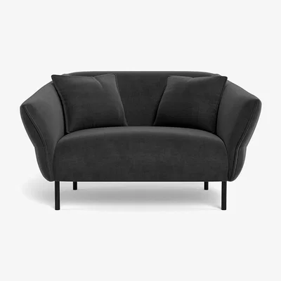 Heal's Heal's Alto Loveseat Smart Luxe Velvet Nickel Black Feet