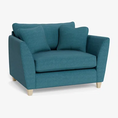 Heal's Heal's Torino Loveseat Brushed Cotton Cadet Black Feet - Heal's UK Furniture