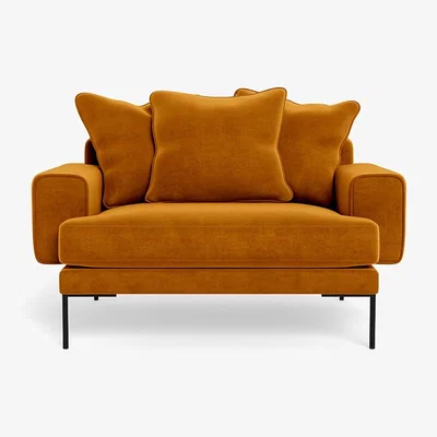 Heal's Heal's Torrington Loveseat Smart Luxe Velvet Cognac Black Feet