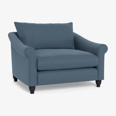 Heal's Heal's Devon Loveseat Capelo LinenCotton Mineral Black Stain Beech Feet - Heal's UK Furniture