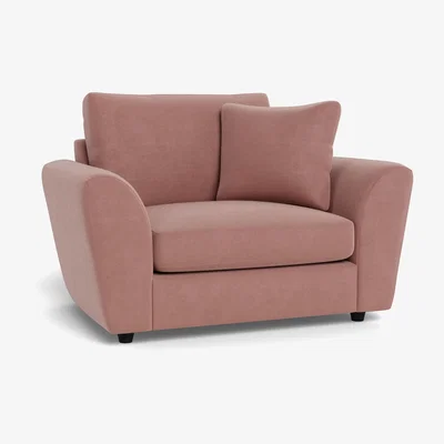 Heal's Heal's Snooze Loveseat Smart Luxe Velvet Dusky Pink Black Feet