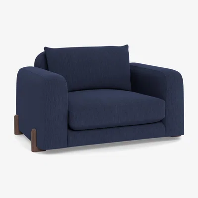 Heal's Heal's Nuvola Loveseat Smart Linen Navy Walnut Stained Feet