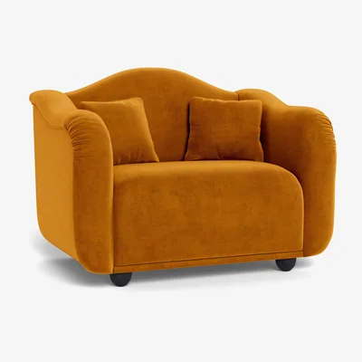 Heal's Heal's Tetbury Loveseat Smart Luxe Velvet Cognac Natural Beech Feet