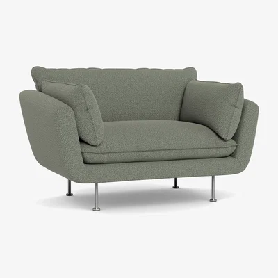 Heal's Heal's Allora Loveseat Boucle Tweed Lapis Brass Feet