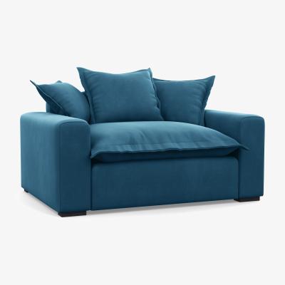 Heal's Heal's Brompton Loveseat Velvet Charcoal Natural Feet - Heal's UK Furniture