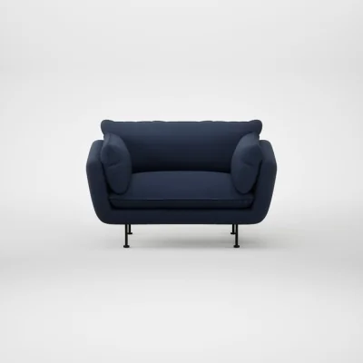 Heal's Heal's Allora Loveseat Smart Cotton Linen Indigo Black Feet