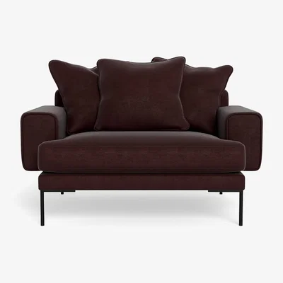 Heal's Heal's Torrington Loveseat Smart Luxe Velvet Acorn Black Feet