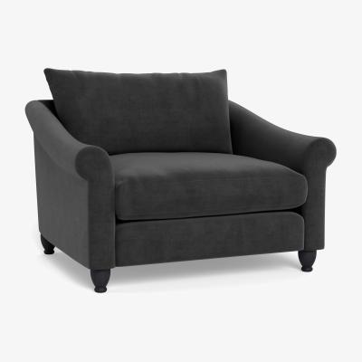 Heal's Heal's Devon Loveseat Smart Luxe Velvet Nickel Natural Ash Feet - Heal's UK Furniture
