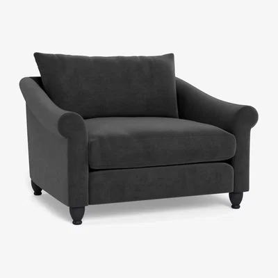 Heal's Heal's Devon Loveseat Smart Luxe Velvet Nickel Natural Ash Feet - Heal's UK Furniture