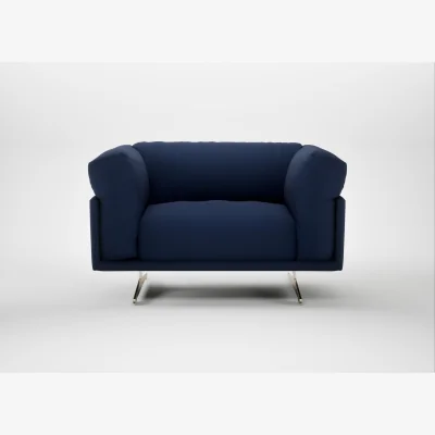 Heal's Heal's Novara Loveseat Smart Cotton Linen Indigo Stainless Steel Feet