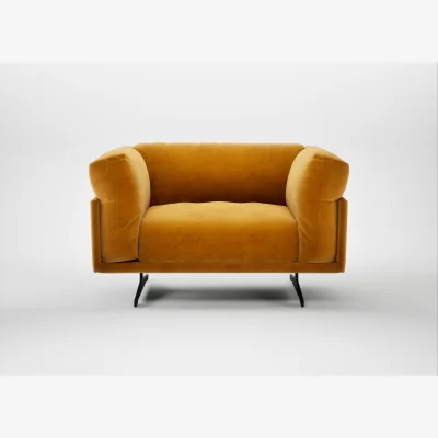 Heal's Heal's Novara Loveseat Smart Luxe Velvet Cognac Black Feet