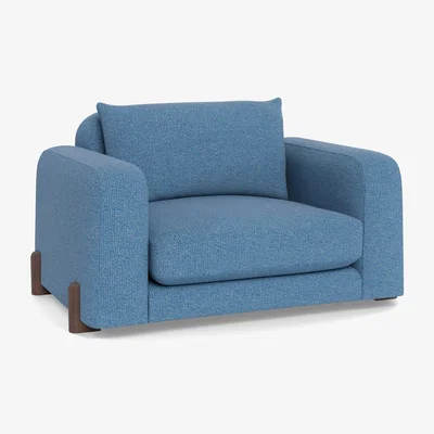 Heal's Heal's Nuvola Loveseat Tejo Recycled Cobalt Walnut Stained Feet