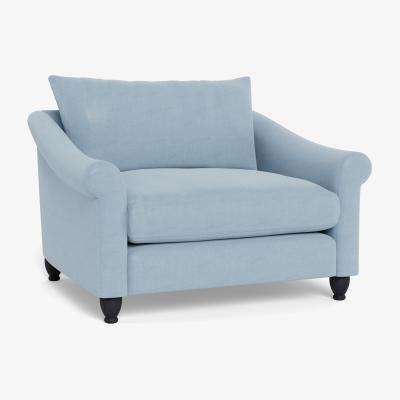 Heal's Heal's Devon Loveseat Capelo LinenCotton Sea Shanty Walnut Stain Beech Feet - Heal's UK Furniture