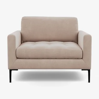 Heal's Heal's Eton Loveseat Smart Cotton Linen Indigo Black Feet
