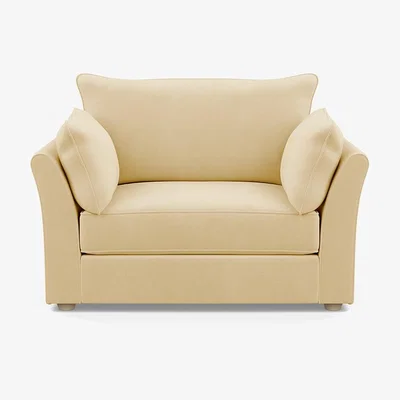 Heal's Heal's Tailor Loveseat Smart Luxe Velvet Biscuit Natural Beech Feet