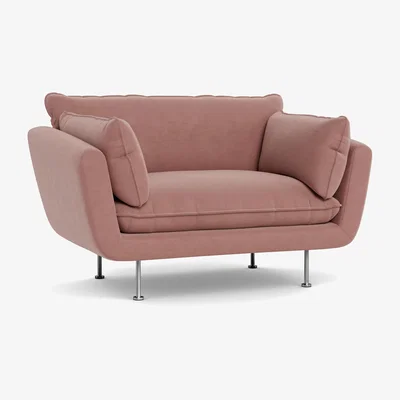 Heal's Heal's Allora Loveseat Smart Luxe Velvet Dusky Pink Black Feet