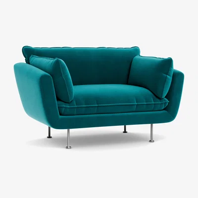 Heal's Heal's Allora Loveseat Smart Velvet Petrol Black Feet